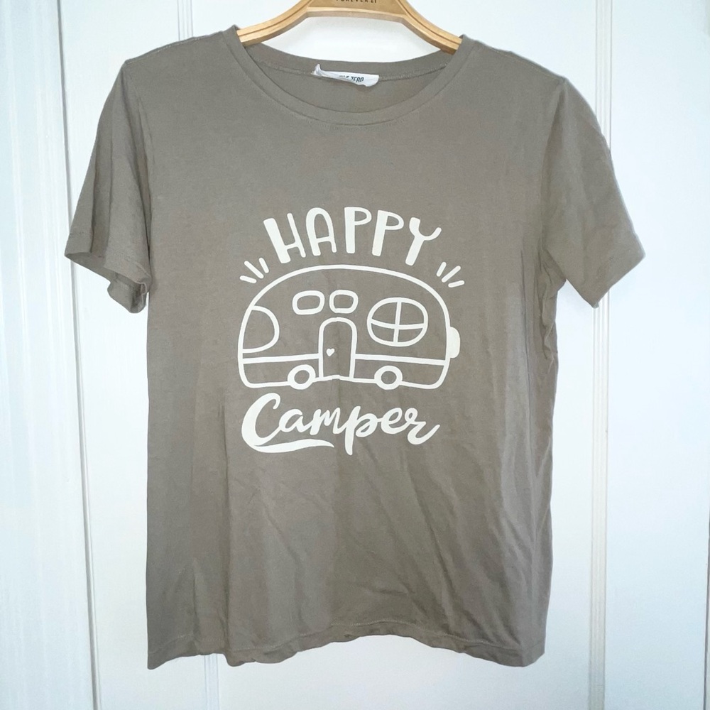 Double Zero Happy Camper graphic tee short sleeve t-shirt Boho womens Small
